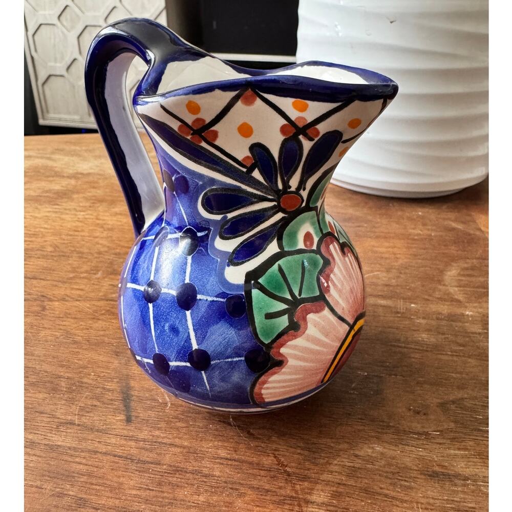Vintage Mexican Hand Painted 4" Pitcher